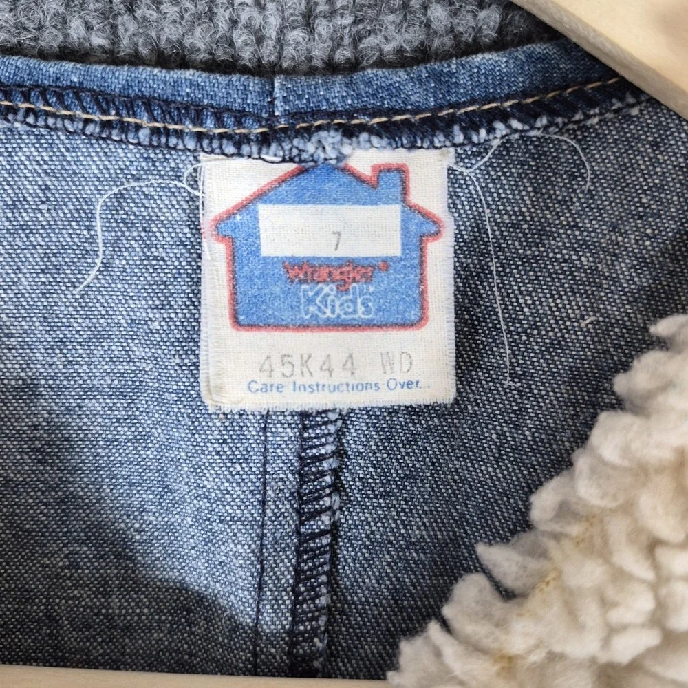 VTG Wrangler‎ Kids Denim Sherpa Vest Size 7 Western Cowboy
